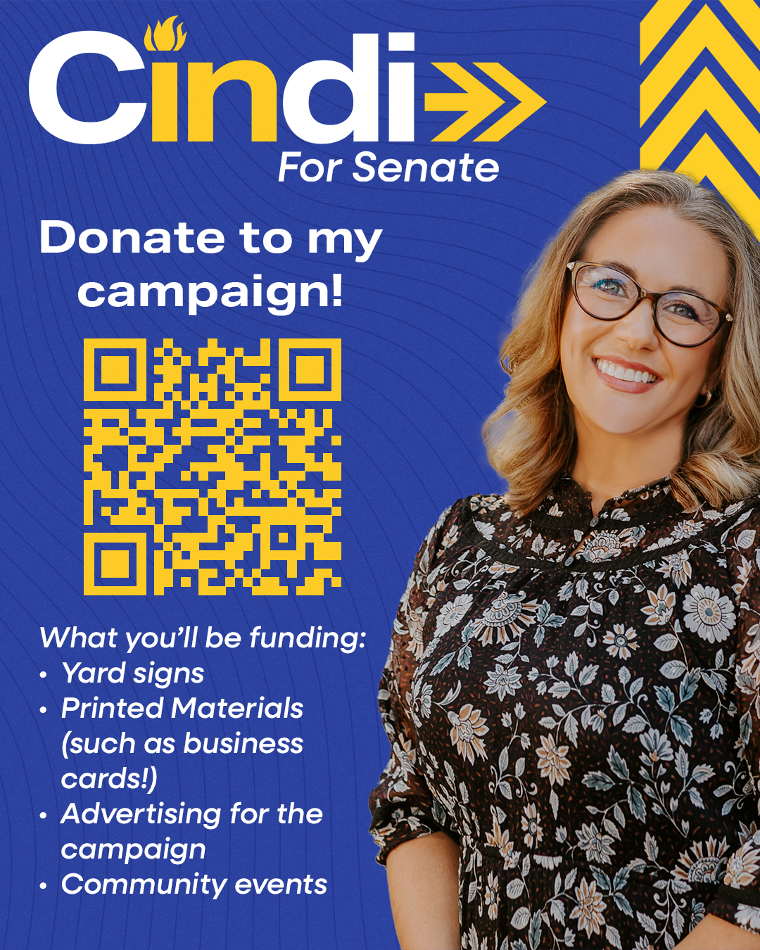 Cindi for Senate donation flyer